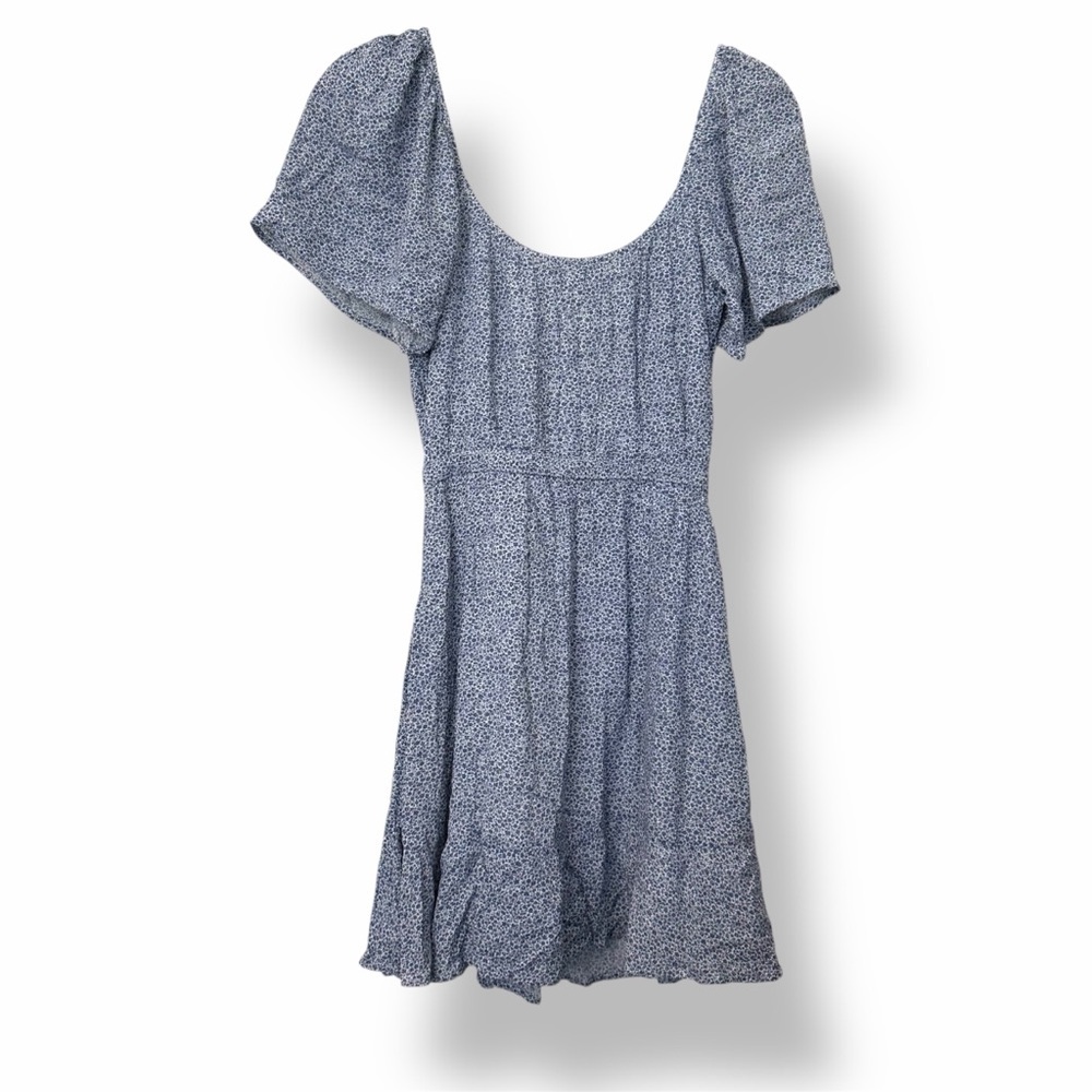 Abercrombie & Fitch Floral Peasant Mini Dress Blue & White - Picture 3 of 6